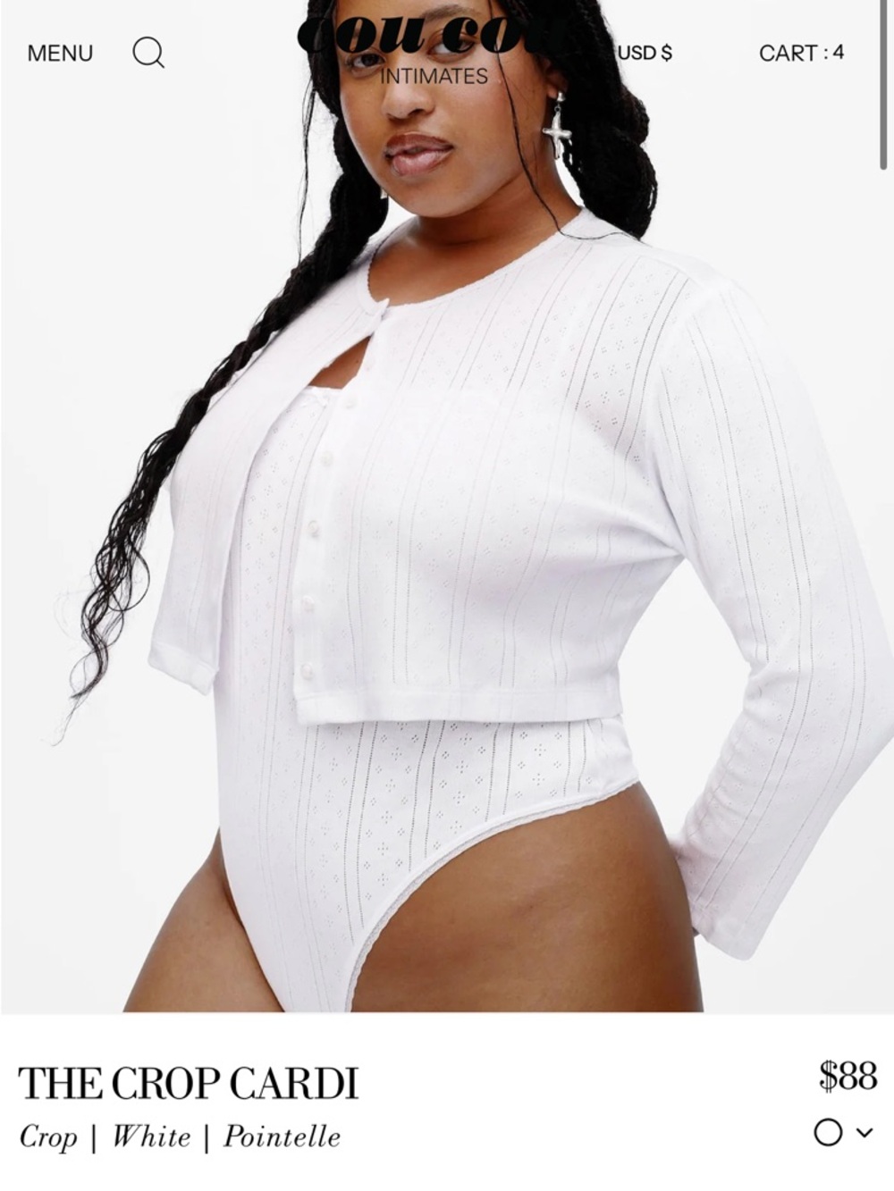 cou cou intimates white cropped cardigan